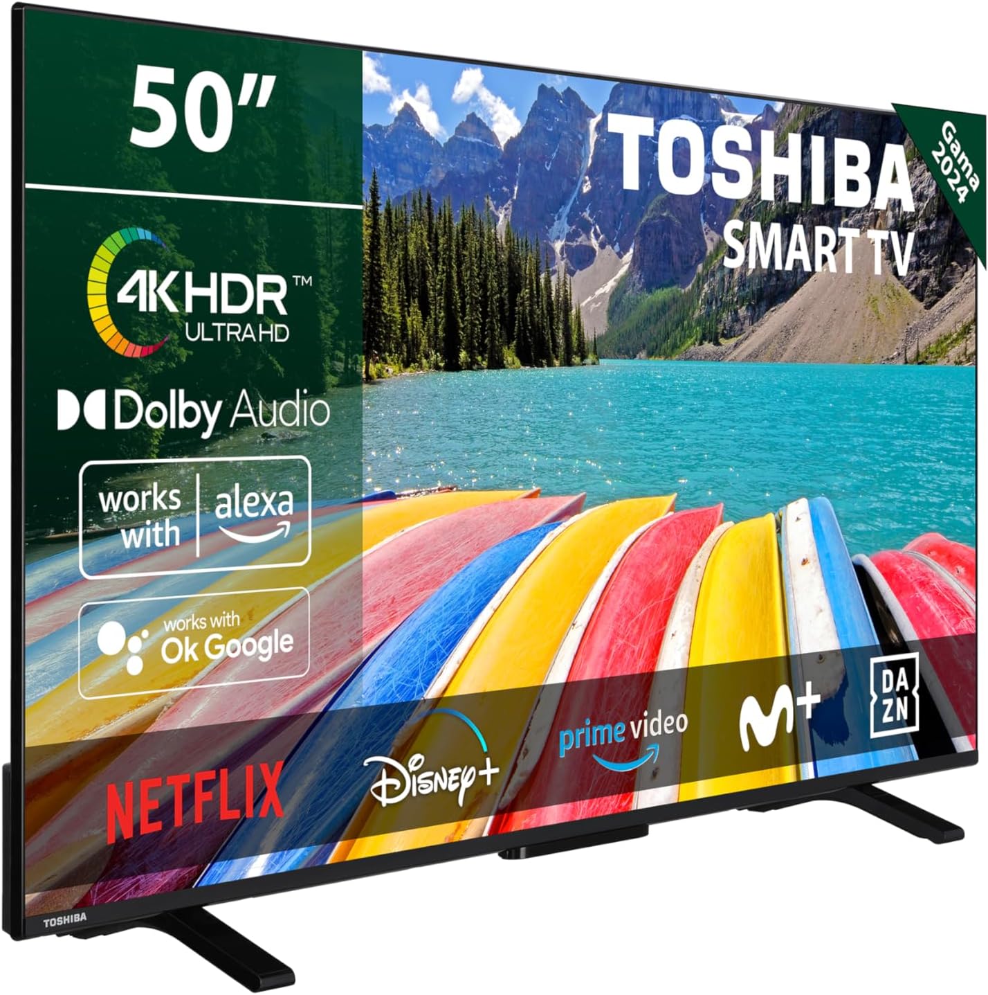 TOSHIBA 50UV2363DG Smart TV 4K UHD de 50", sin Marcos, con HDR10, Dolby Audio, Compatible con Asistente de Voz Alexa y Google