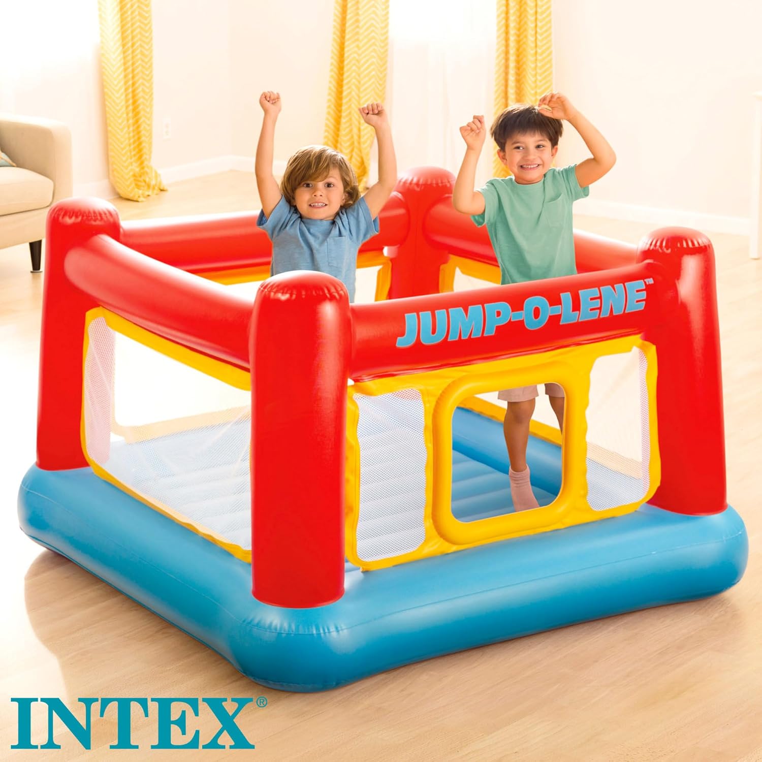 Intex Castelo insuflável para crianças, salto insuflável, 174 x 112 cm, peso máximo 54 kg, crianças entre 3 e 6 anos, castelos insufláveis, parque infantil, para interior e exterior (48260)