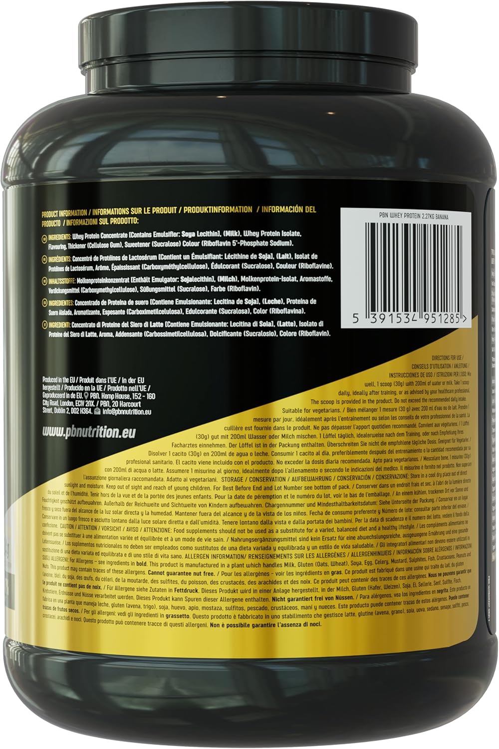 Premium Body Nutrition - Proteína de soro de leite em pó, 2,27 kg (embalagem de 1), sabor banana, sabor otimizado