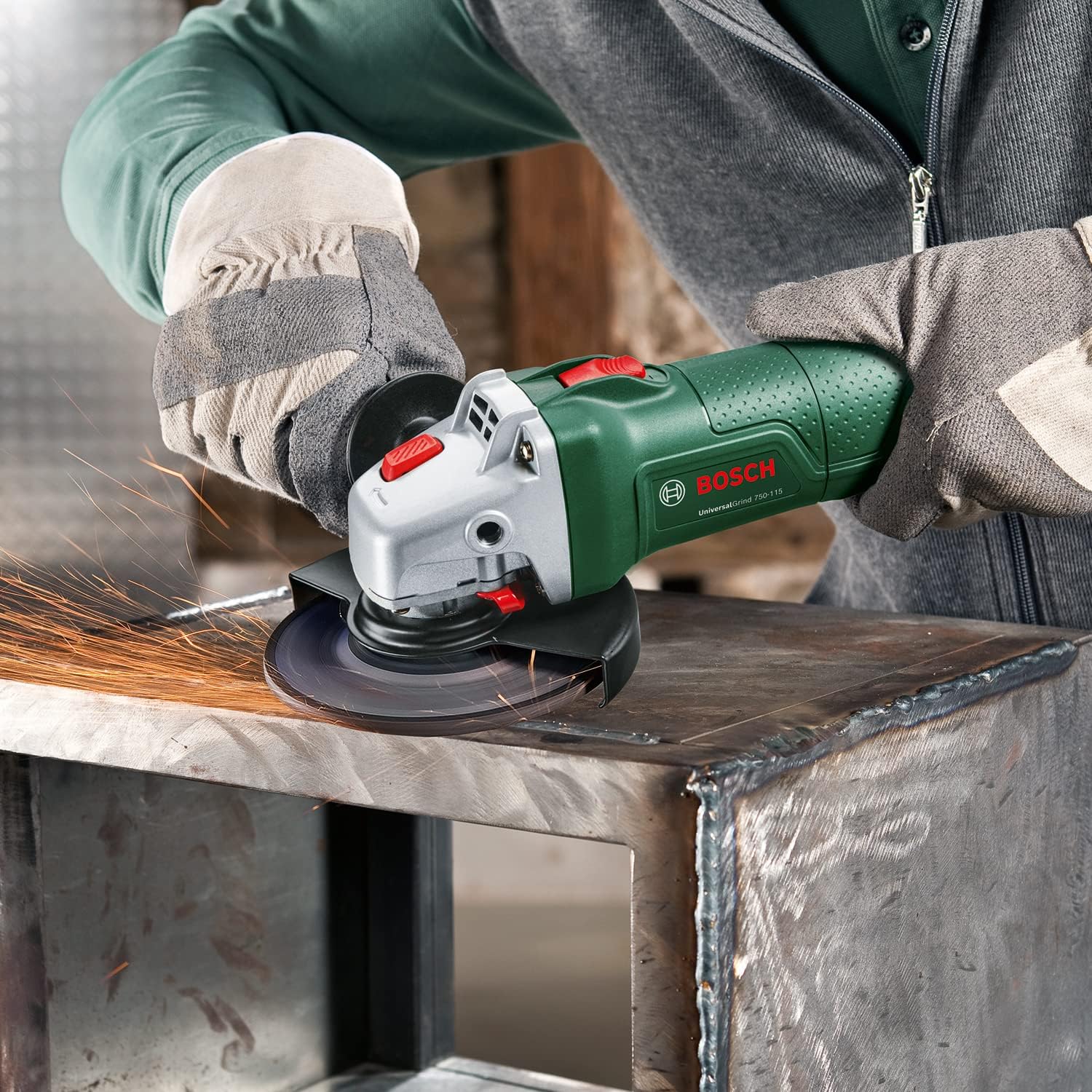 Bosch Moedor pequeno UniversalGrind 750-125, 750 W, com 2 discos de corte reto e 1 disco de molagem, para molar, cortar, escovar e lixar, em embalagem de cartão, edição para a Amazon