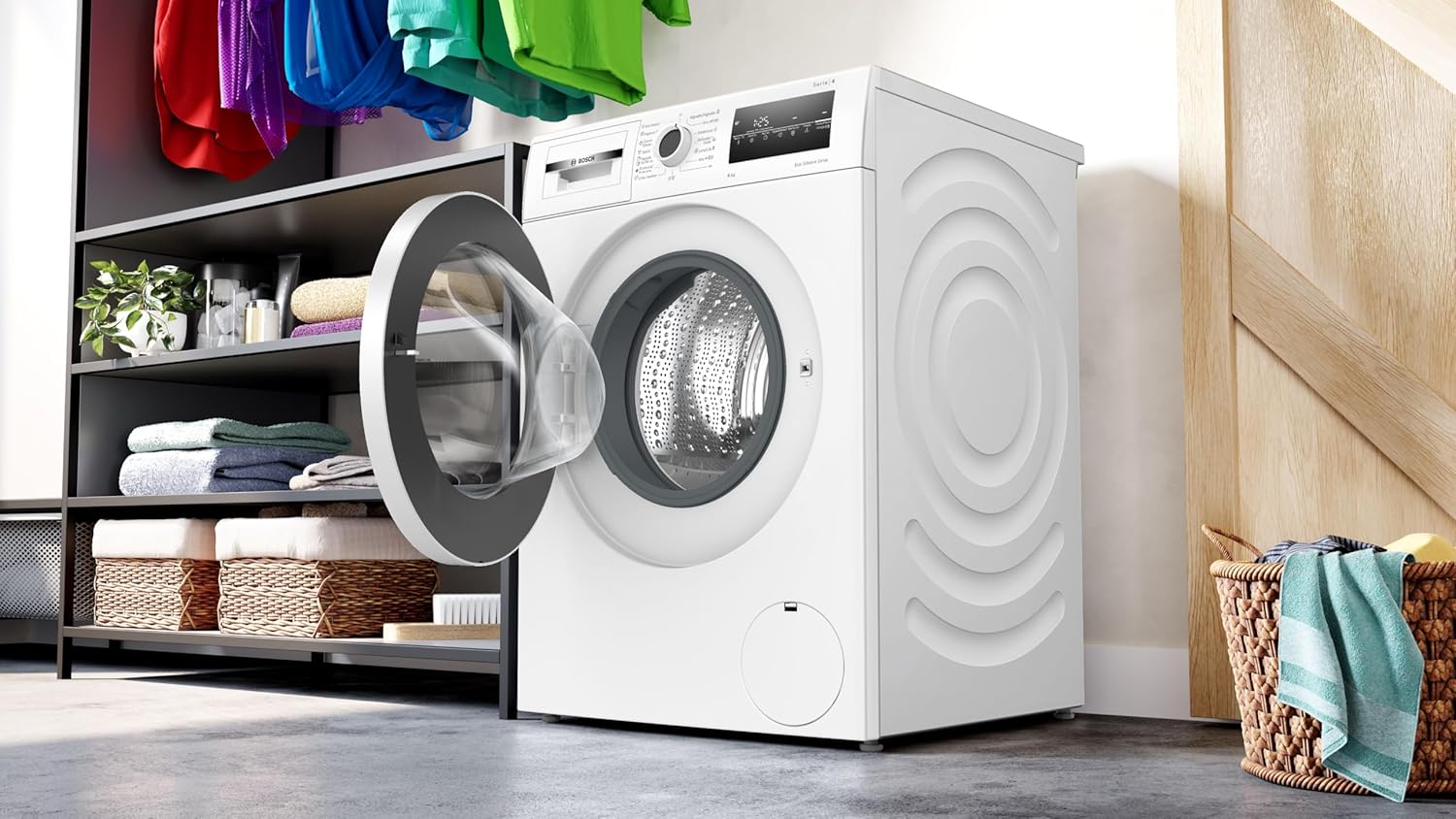 Bosch - Máquina de lavar livre instalação, 8 kg, 1200 RPM, série 4, função pausa carregamento, Iron Assist, Motor EcoSilence, branco, WAN24272ES