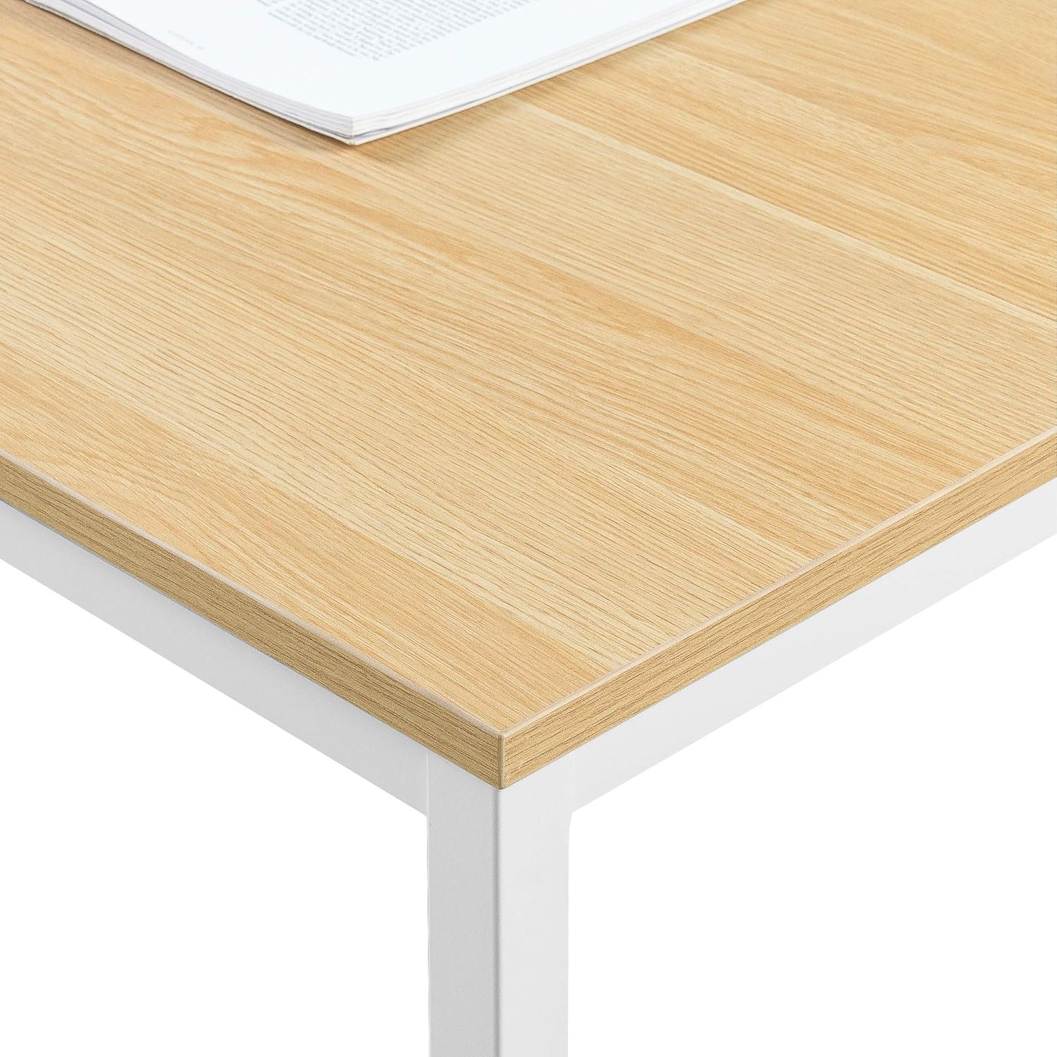 Zinus Jennifer Mesa de escritorio 160x61x74 cm - Mesa de estudio moderna de metal y madera - Mesa de ordenador - Marrón y blanco
