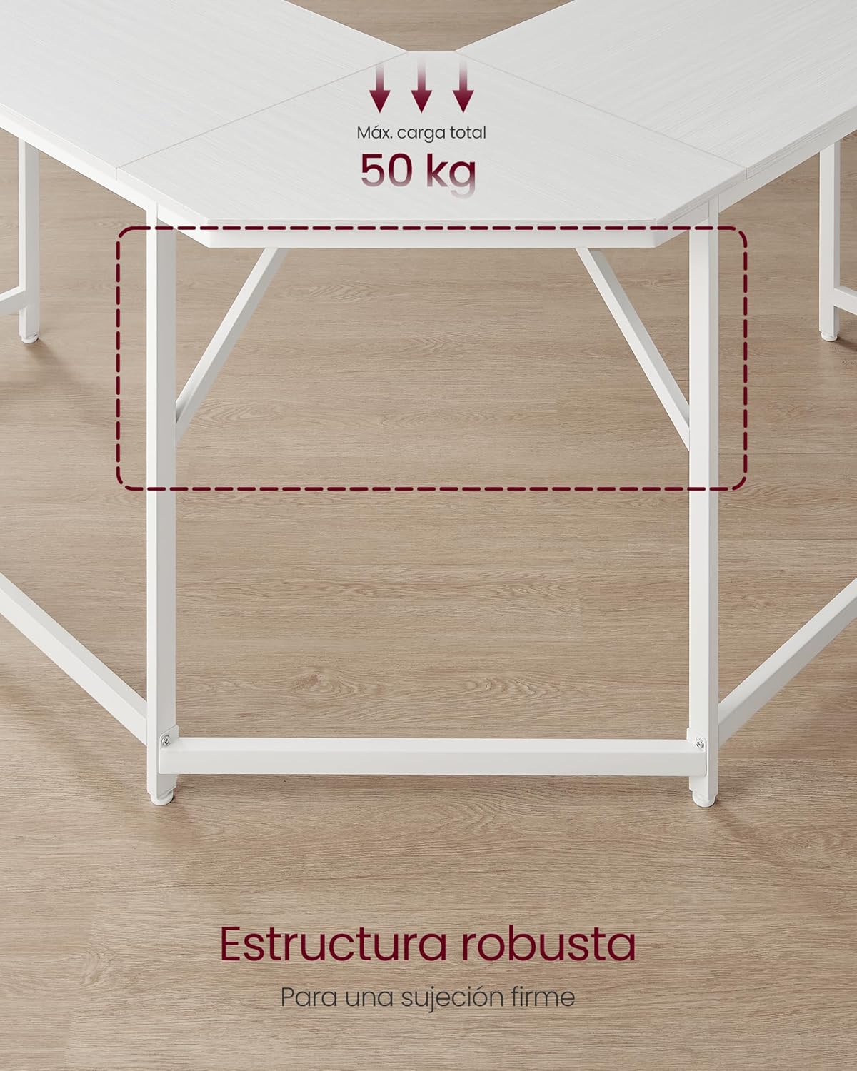 VASAGLE Escritório de canto, mesa em forma de L, 149 x 149 x 76 cm, economiza espaço, escritório em casa, jogos, branco Bordo LWD073W01