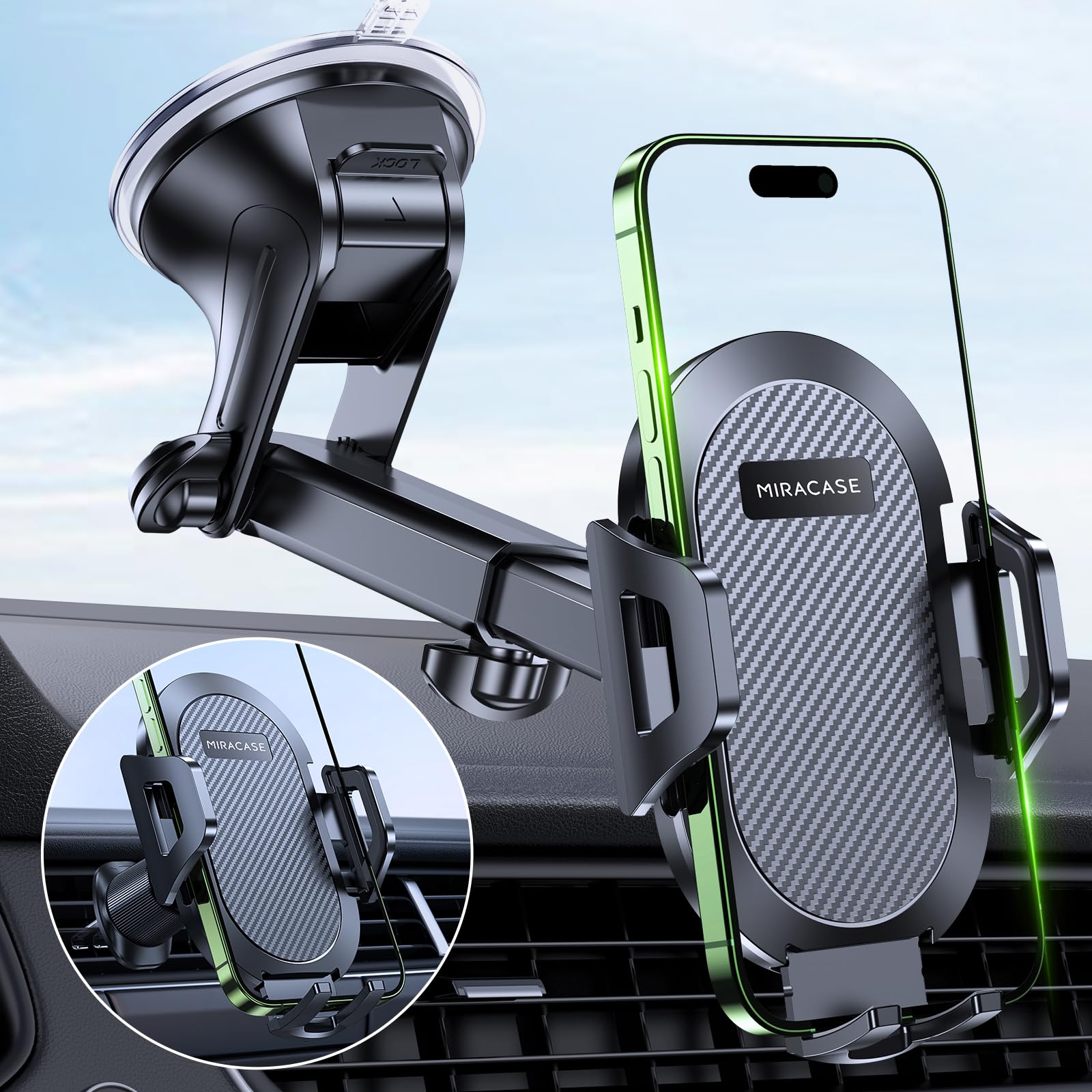 Miracase Suporte móvel universal de ar ventilação, compatível com 16 Pro MAX 15 14 13 Plus Mini, Galaxy e mais