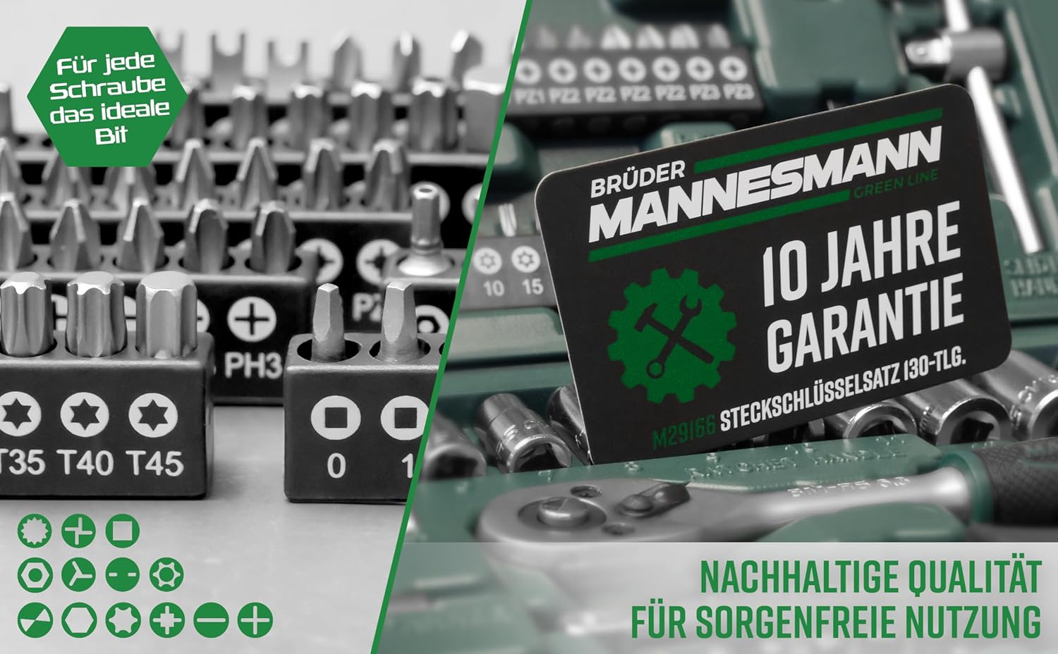Mannesmann M29166 - Maletín con juego de llaves de vaso y puntas de destornillador (130 piezas)