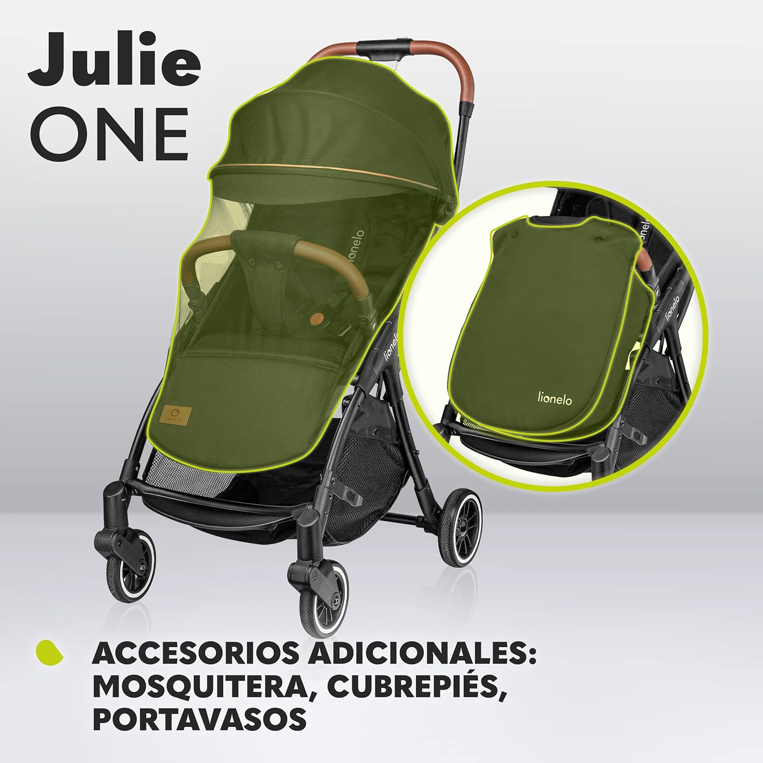 LIONELO Julie One Carrito 51 x 75 x 103 cm Para menores hasta 22kg 0-48M Regulación del respaldo Plegado sencillo Ruedas resistentes con amortizadores Cesta para compras