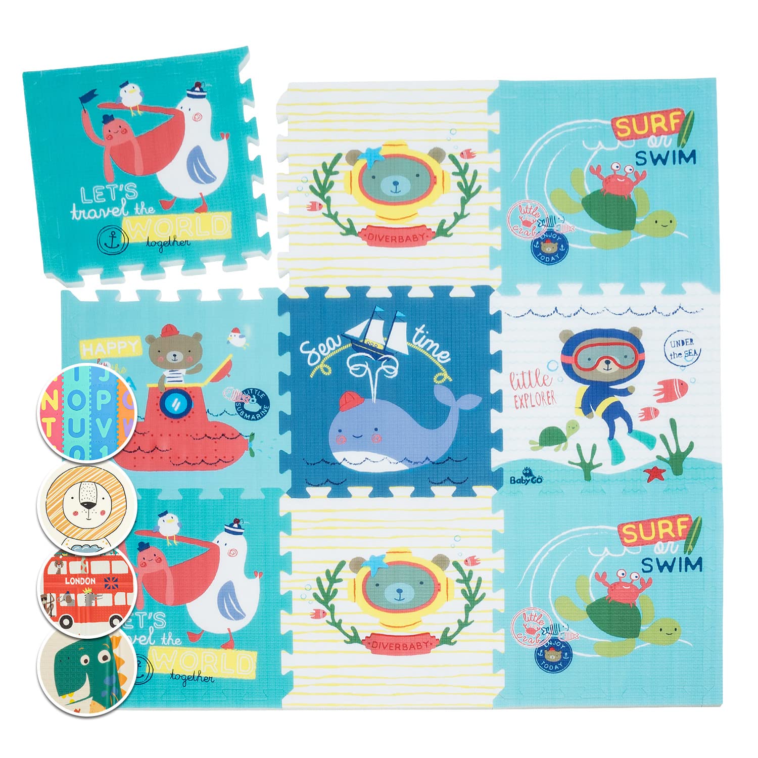 Star Ibaby Tapete puzzle bebé 36 peças - 195 x 195 cm - Espuma XPE ecológica - não tóxica - modelo de letras/números.