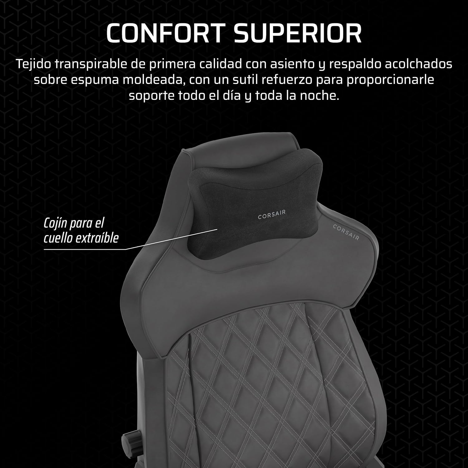 Corsair TC500 Luxe Cadeira para jogos, tecido respirável premium, assentos largos, apoios de braço ajustáveis em 5 direções, suporte lombar ajustável, reclinável 90-160° - sombra