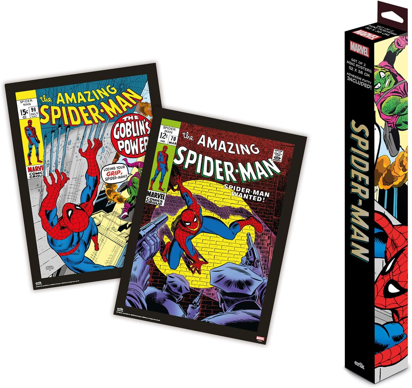 Grupo Erik Póster Marvel Spiderman, 2 cartazes para parede: Laminas decorativas, decoração Spiderman aniversário: Pósteres decorativos (38 x 52 cm)