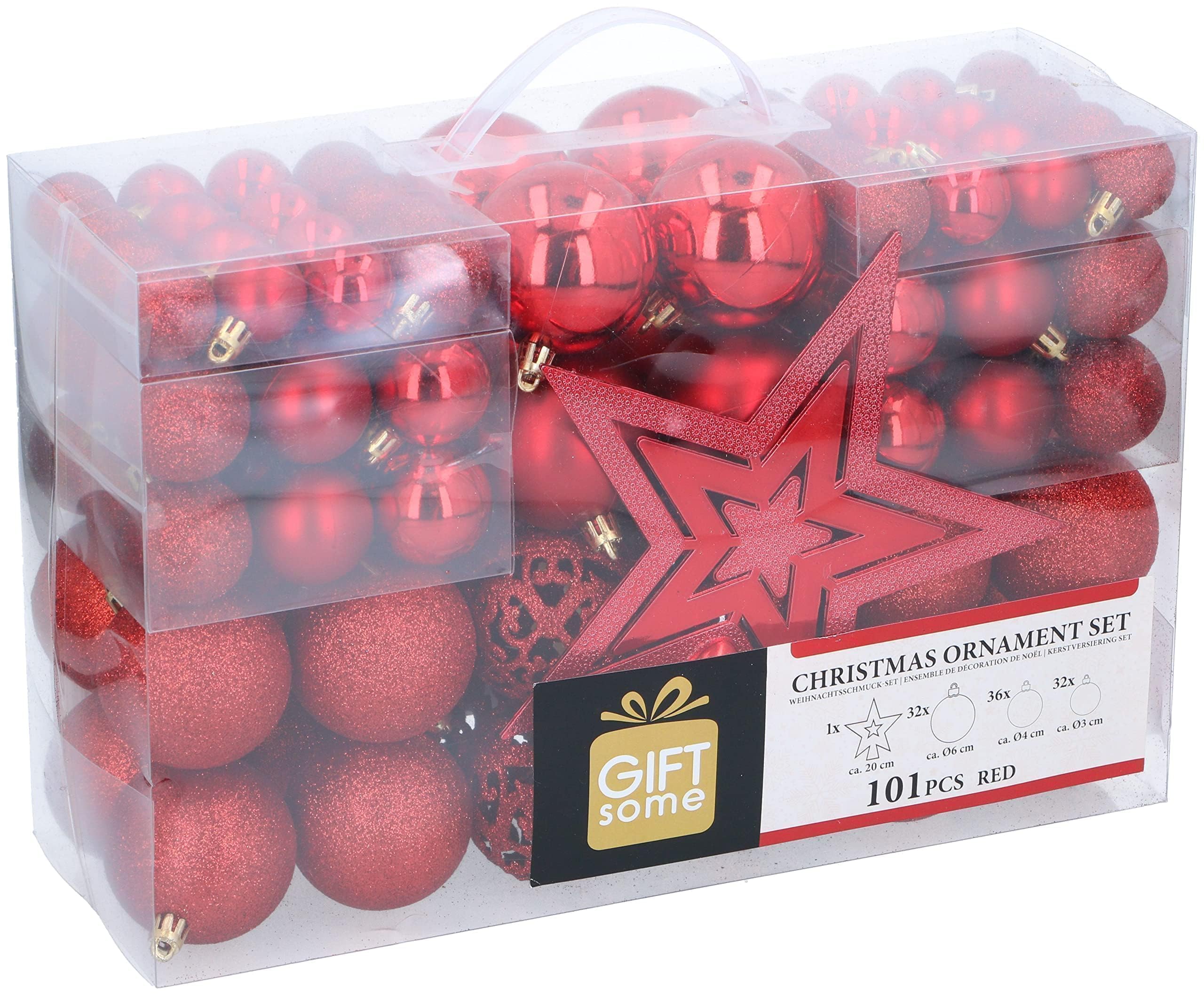 Giftsome 101 Bolas de Natal - enfeites natalícios bronze - decoração de Natal plástico - Ø 3/4/6 cm - para uso interior e exterior - mate, brilhante, brilhante e aberto