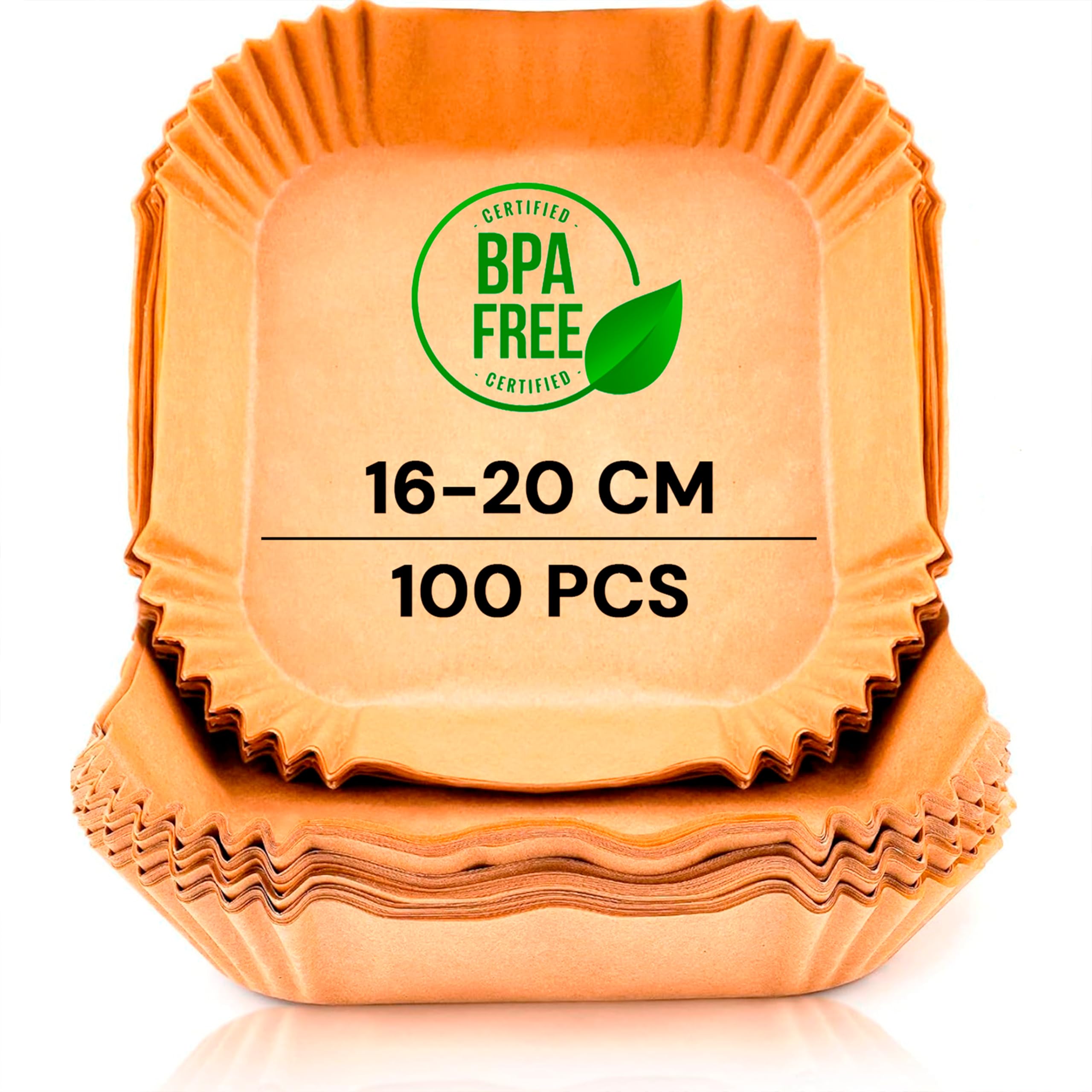 edihome, Papel de fritadeira de ar, Fryer Air, 100 unidades, 20-24 cm, BPA Free, descartável, para forno, acessórios para fritadeira sem óleo de 5 a 8 litros (20-24 cm, quadrado)