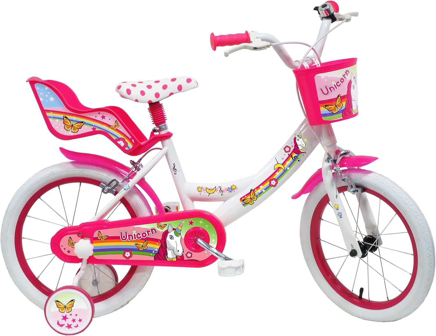 Unicórnio Bicicleta para crianças, branco-rosa, 40,64 cm