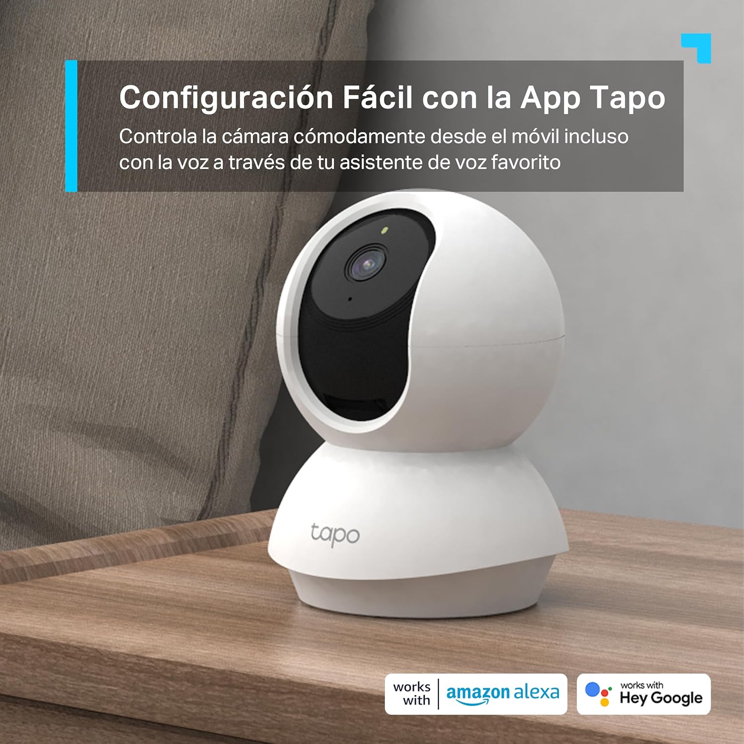 Câmara Wi-Fi interior TP-Link de 3 MP (2K), câmara de vigilância, visão noturna, notificações em tempo real, armazenamento em nuvem e MicroSD de até 256 GB, Alexa e Google Assistant (Tampa C210)