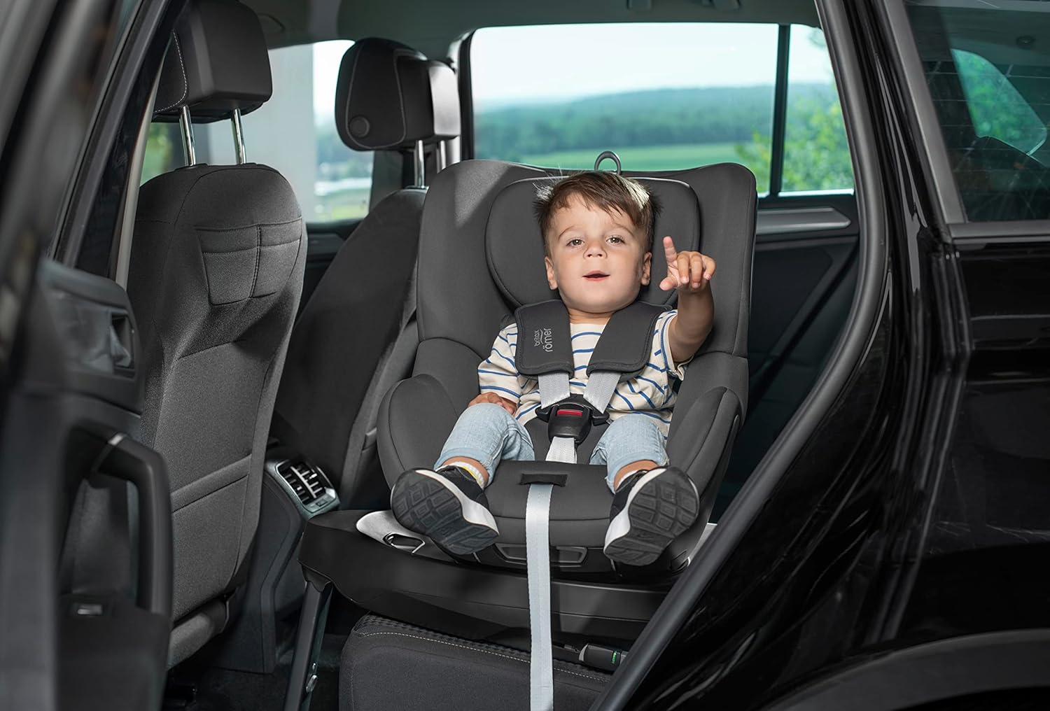 BRITAX RÖMER Silla de coche DUALFIX PLUS Giro de 360°, con reductor para recién nacidos y ISOFIX, niños de 40-105 cm (i-Size), de nacimiento hasta los 4 años, Night Blue