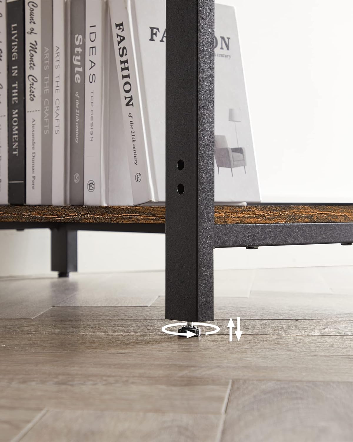 VASAGLE Secretária, mesa de computador, com 2 prateleiras à esquerda ou à direita, para escritório, quarto, estrutura de aço, industrial, castanho rústico e preto LWD47X