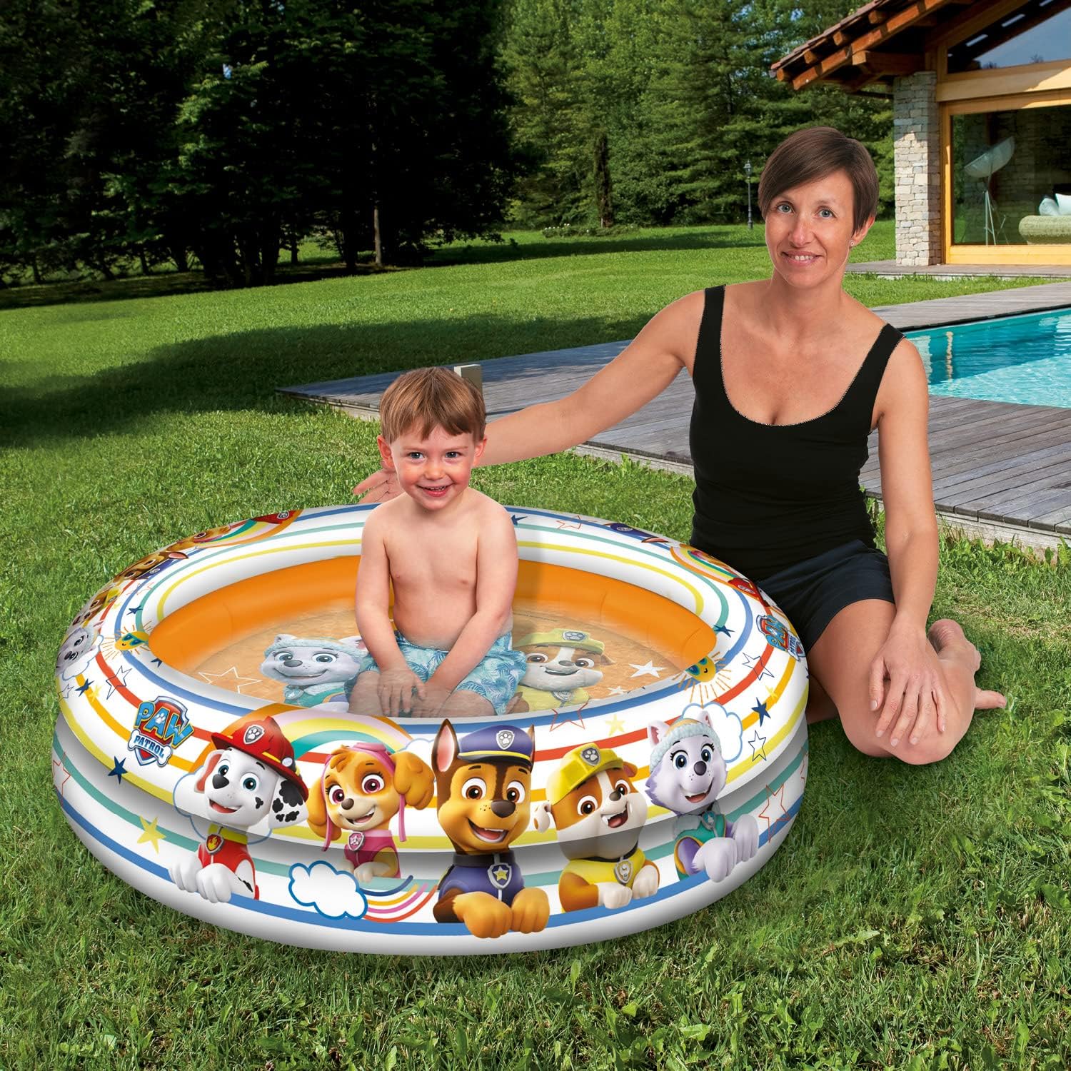 Mondo Toys - PAW PATROL| 2 Rings Pool - Piscina Hinchable para bebé - diámetro 100 cm, Ideal para niño/niña +10 Meses - 16911