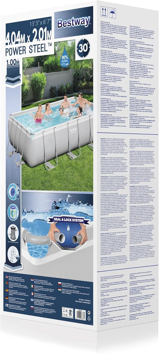 Power Steel™ 13'3" x 6'7" x 39,5"/4,04 m x 2,01 m x 1,00 m, conjunto de piscina retangular