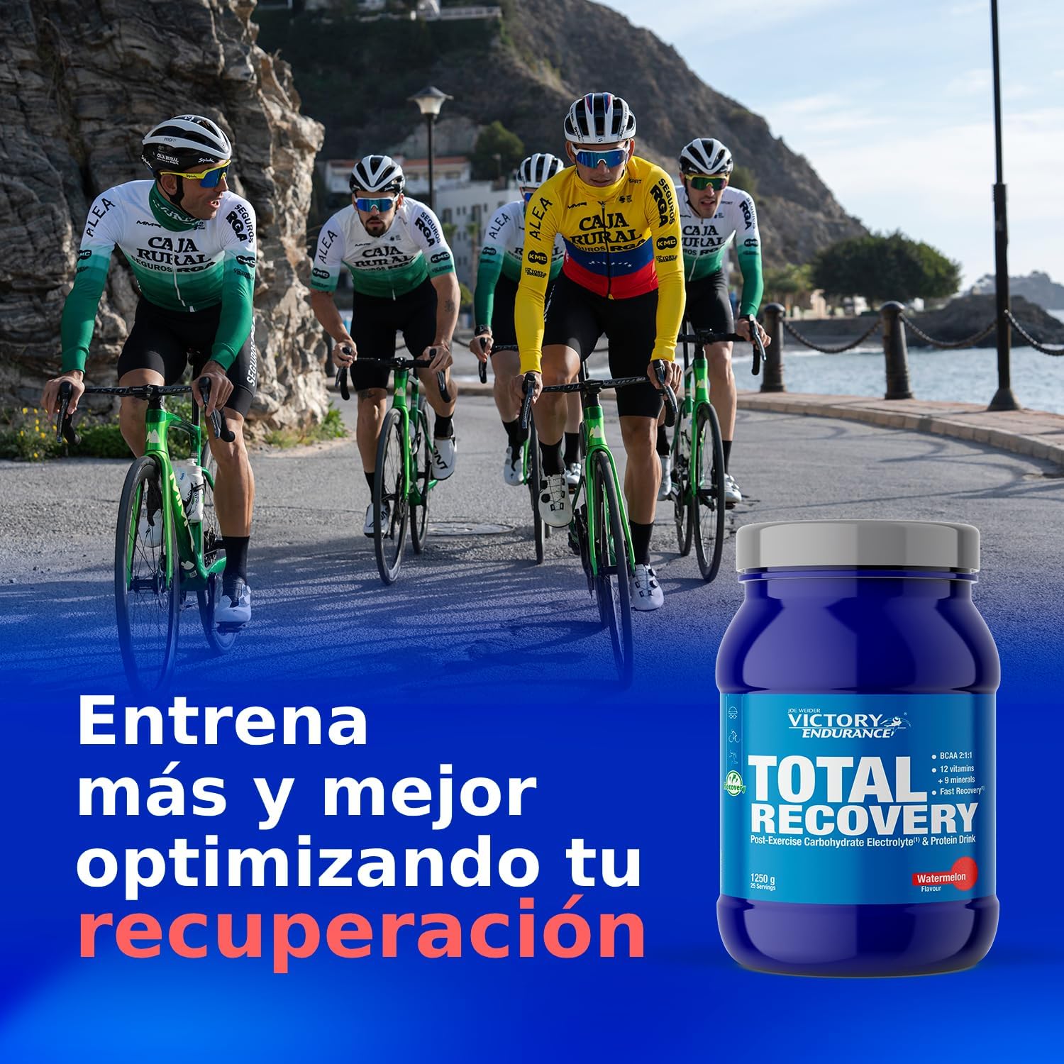 Victory Endurance Total Recovery (1250 g) sabor melancia, preparado para beber pós-treino de hidratos e proteínas, com BCAA 2:1:1, 12 vitaminas e 9 minerais, recuperação rápida