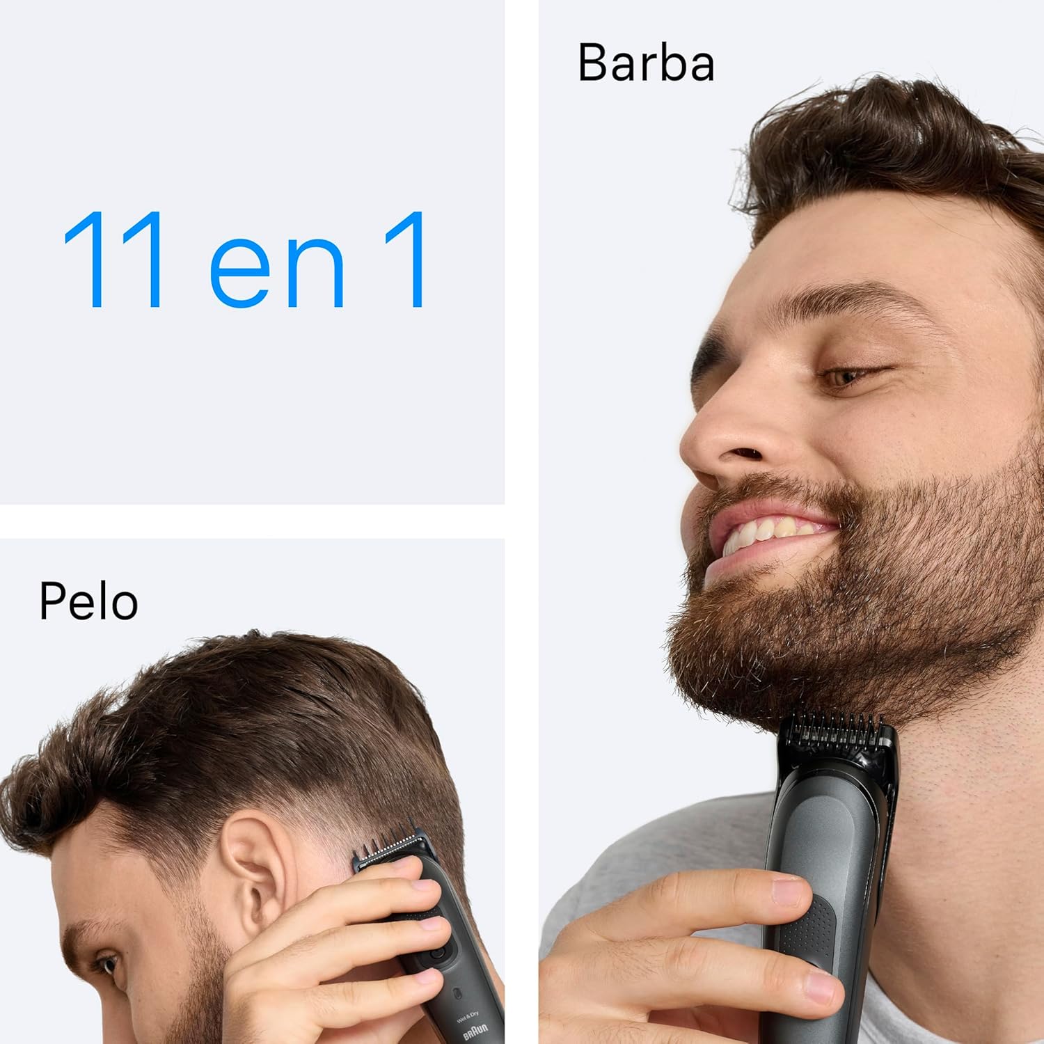 Braun Aparador tudo em um série 3 AIO3545, kit de Styling 8 em 1 para barba e cabelo, 14 comprimentos, máquina de cortar cabelo com 50 min de automonomia, corta-pelos homem, corte fácil e rápido,