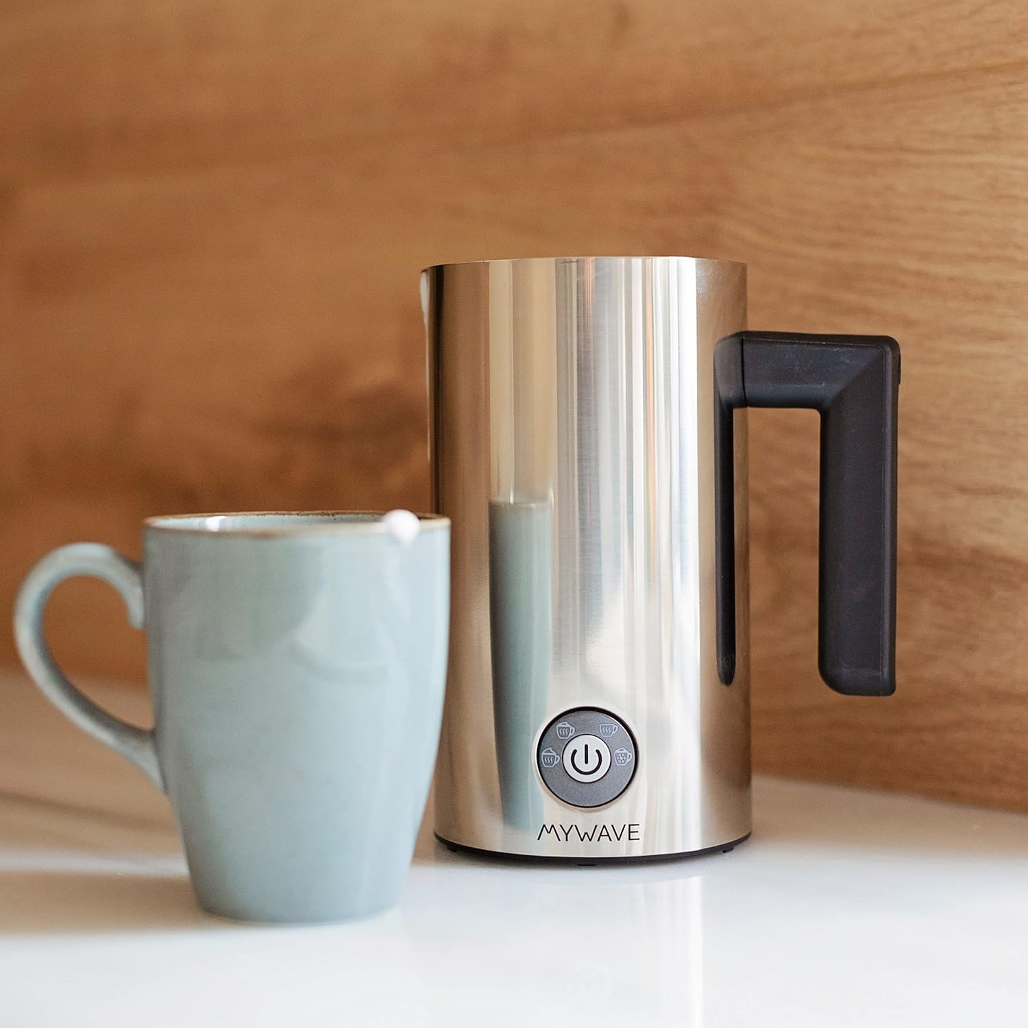 MyWave - Espumador de leite - potência de 500 W - Obtenha a espuma adequada - aquece e gera espuma - 3 níveis de espuma quente e 1 nível de frio - espumador elétrico para cafés e batidos