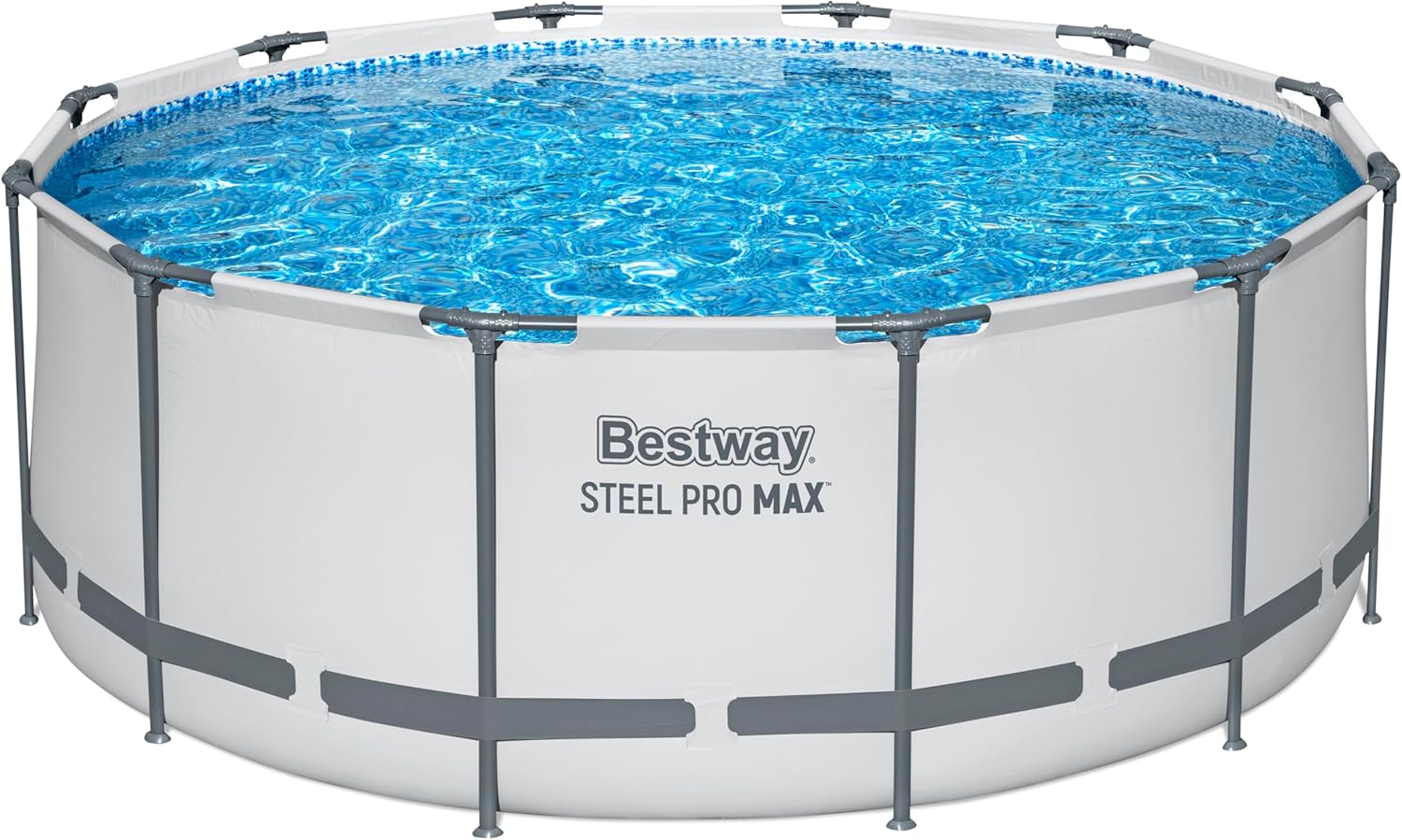Bestway Steel Pro MAX Frame - Piscina Completa con Bomba de Filtro (diámetro 366 x 122 cm), Color Gris Claro