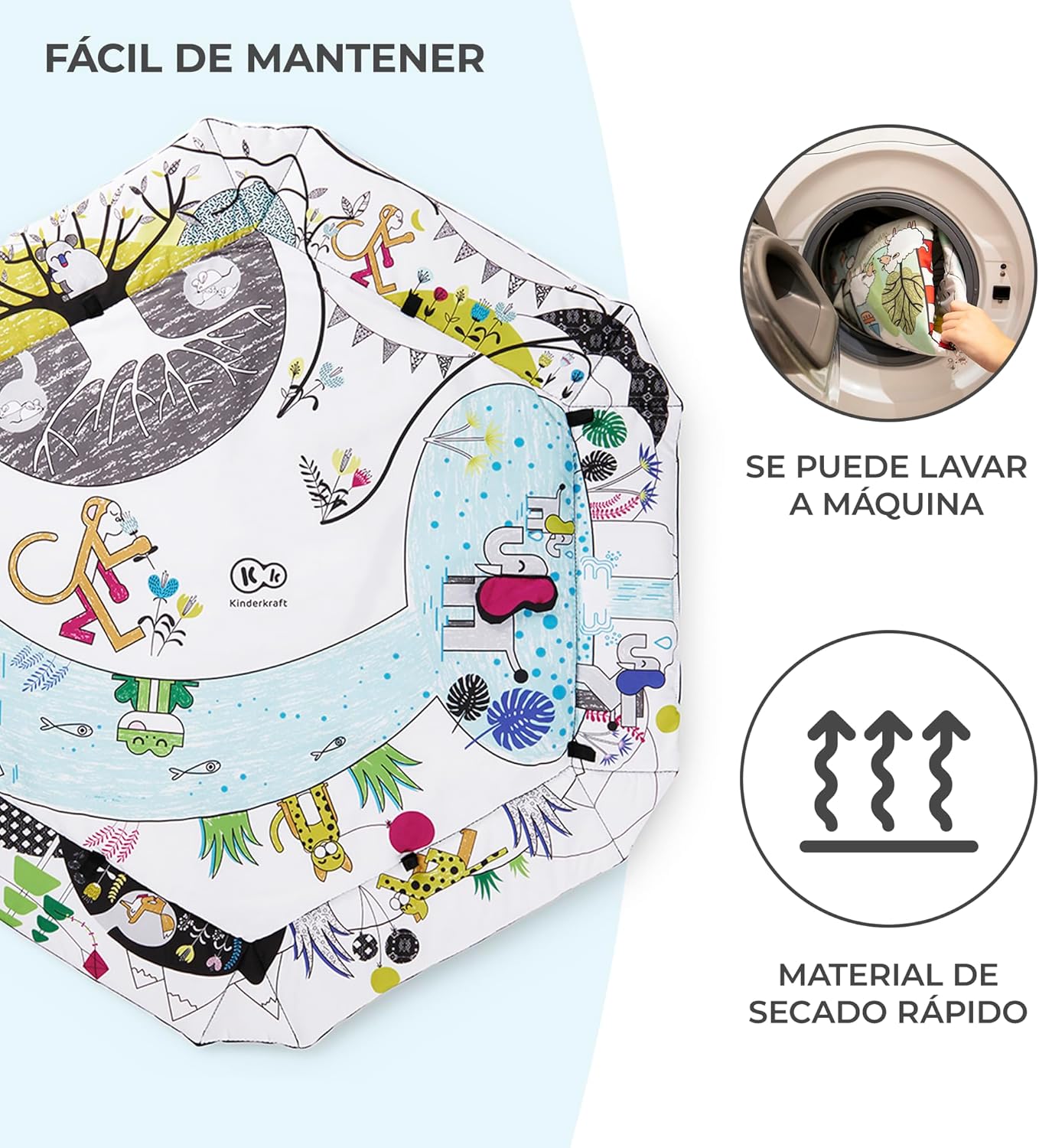 kk Kinderkraft SMARTPLAY Ginásio para bebé, tapete para crianças, tapete de bebé, 7 brinquedos, 20 bolas, 2 arcos, com acessórios, para bebé, multifuncional, piscina seca, multicolorido