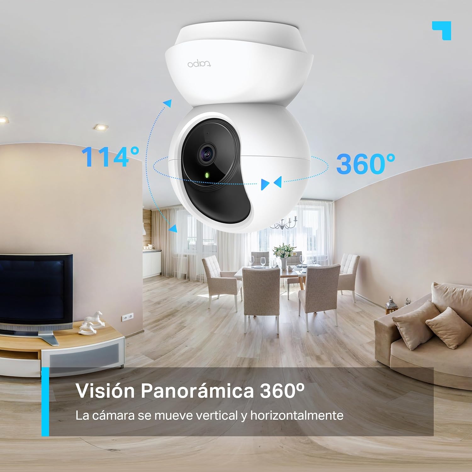 Câmara Wi-Fi interior TP-Link de 3 MP (2K), câmara de vigilância, visão noturna, notificações em tempo real, armazenamento em nuvem e MicroSD de até 256 GB, Alexa e Google Assistant (Tampa C210)