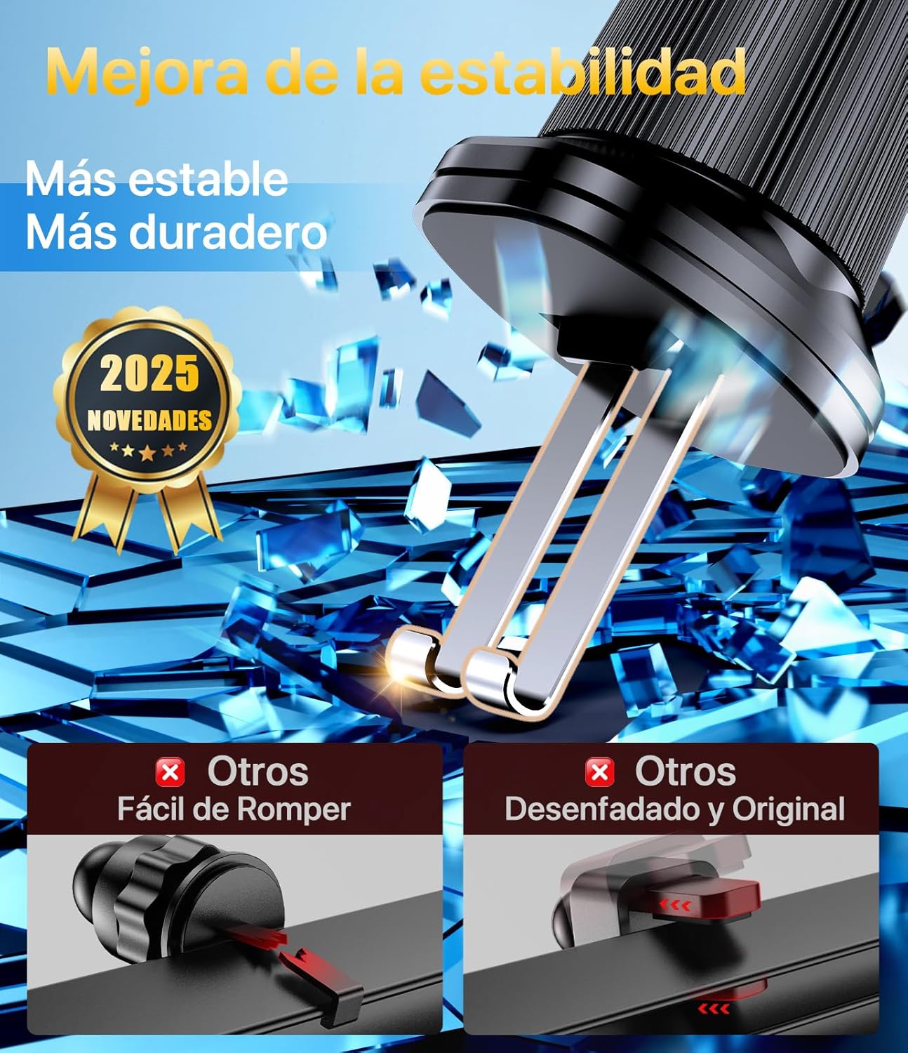 Miracase 2025 Suporte móvel carro [gancho metálico resistente] suporte de telemóvel carro em rotação 360° e manuseio com uma mão, compatível com telemóveis 4,0''-7,0''