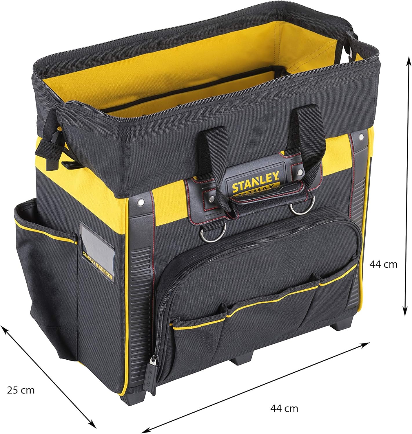 STANLEY FATMAX Mala rígida com rodas, organização ideal para ferramentas, pega telescópica resistente, rodas para transporte fácil, medidas 50 x 36 x 41 cm, FMST1-80148