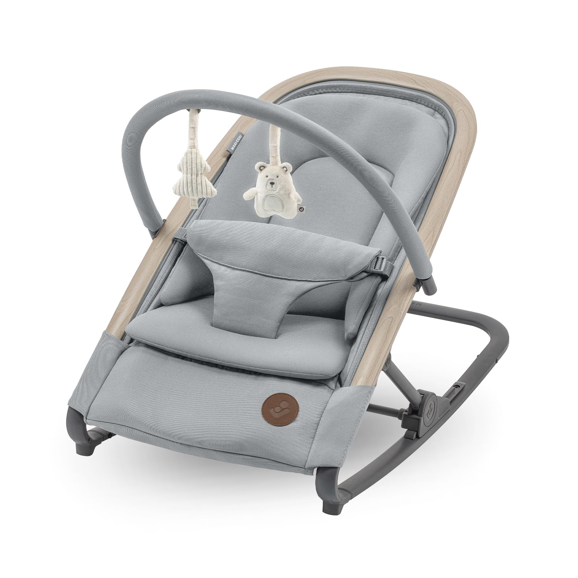 Maxi-Cosi Kori Rede de bebé 2 em 1 com arco de jogos, 0-2 anos, máx.15 kg, baloiço bebé, 3 posições de reclinação uma mão, leve e compacta, arnês fácil, Eco Care, Classic Bege