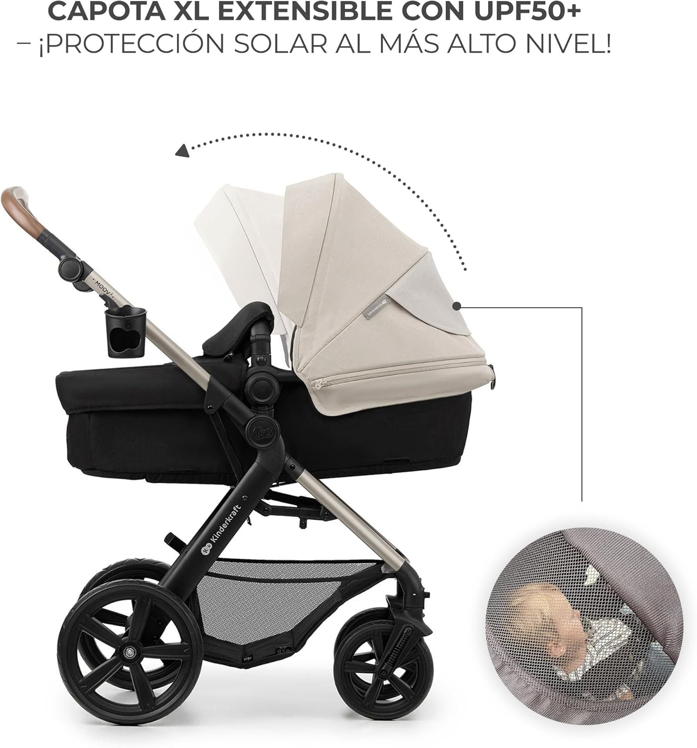 Kinderkraft MOOV2 Carrinho de bebé 3 em 1, EVA, Mink PRO I-Size, sistema de viagem, carrinho para bebé, carrinho de passeio, dobrável, para recém-nascido, desde o nascimento até aos 3 anos, cinzento