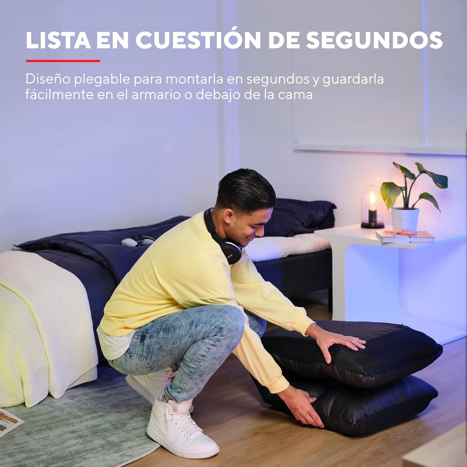 Trust Gaming GXT 718 Rayzee Silla Gaming Plegable, Cojin de Suelo Para Consolas, Respaldo Ajustable, Peso de Hasta 125 kg, Silla Gamer para Niño, Juegos, Lectura, Relax, TV - Negro