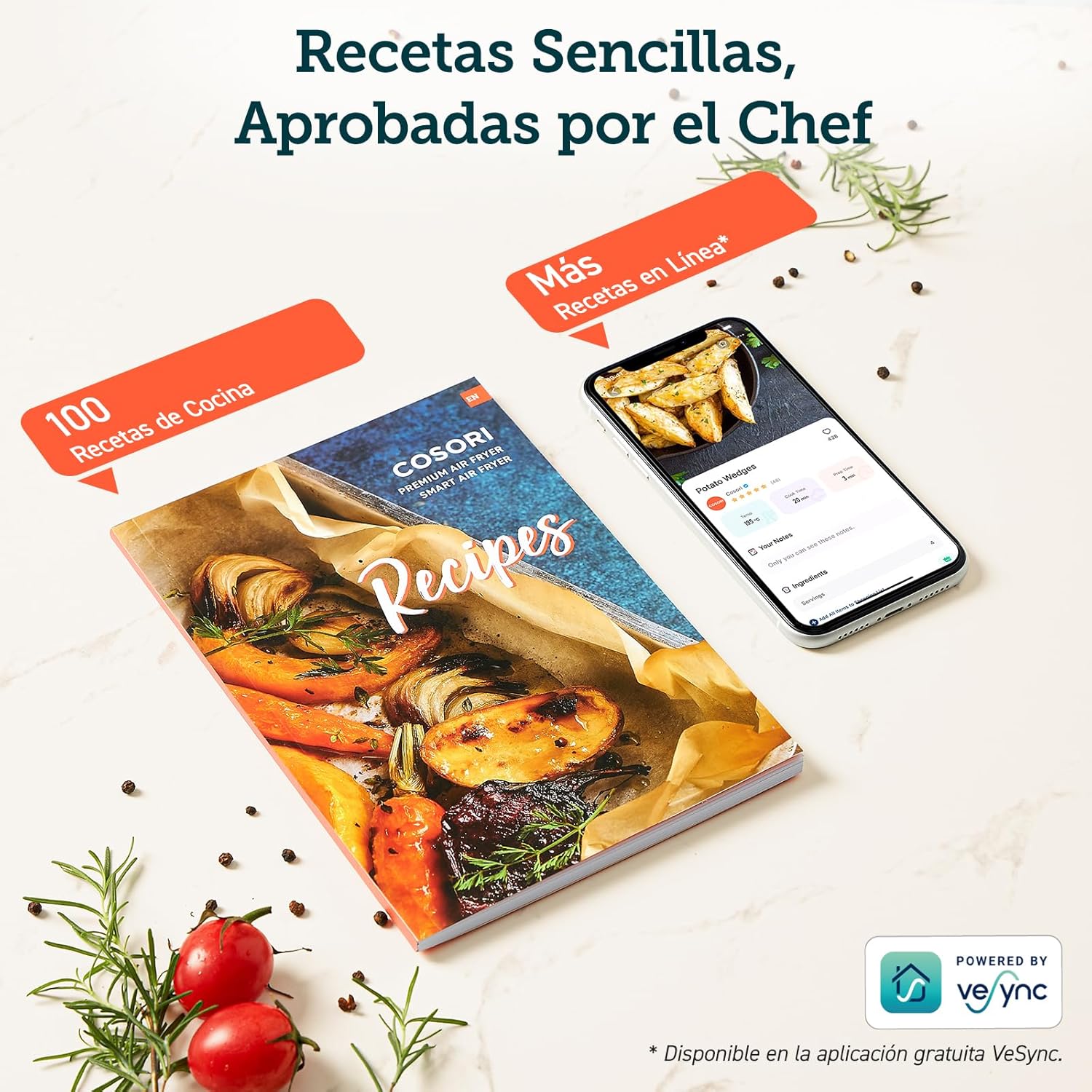 COSORI Fritadeira sem óleo 5,5 l, preto, branco e vermelho