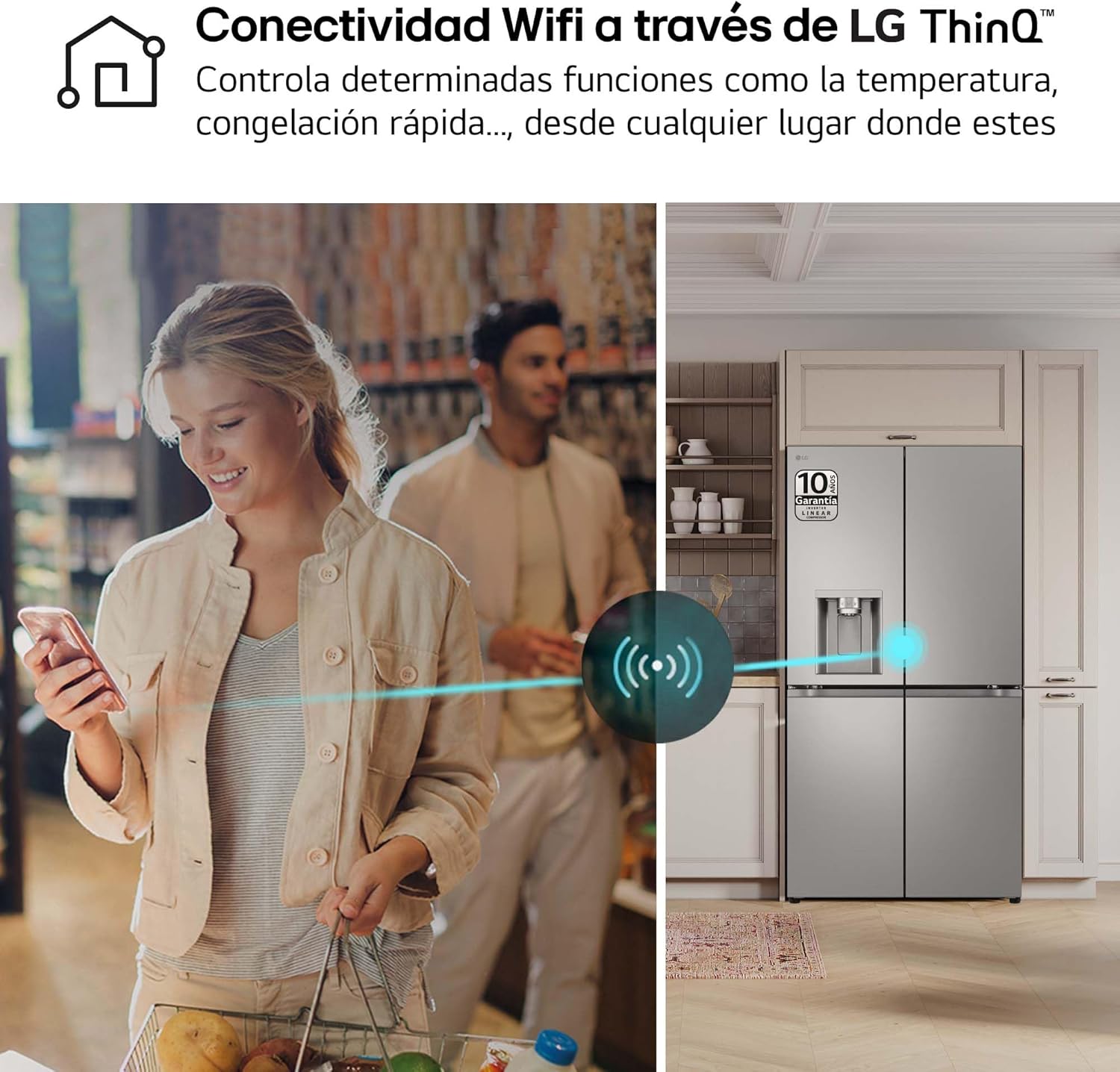 LG GML960PYBE - Frigorífico Americano, Nevera Americana Combi, Door Clooning+, Clasificación E, 641 L, Antihuellas, Color Inox