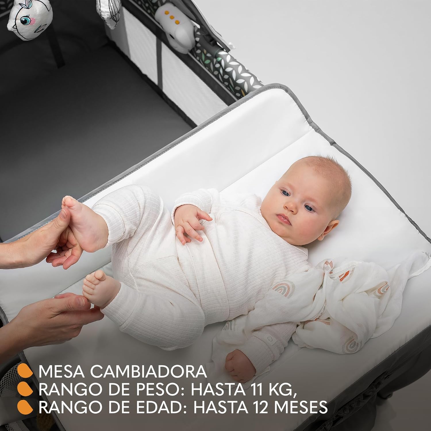lionelo Sven Plus Berço de viagem para bebés 0-36 M para crianças até 15 kg função de trocador mosquiteira abertura lateral com fecho de correr ajuste de altura (cinzento)