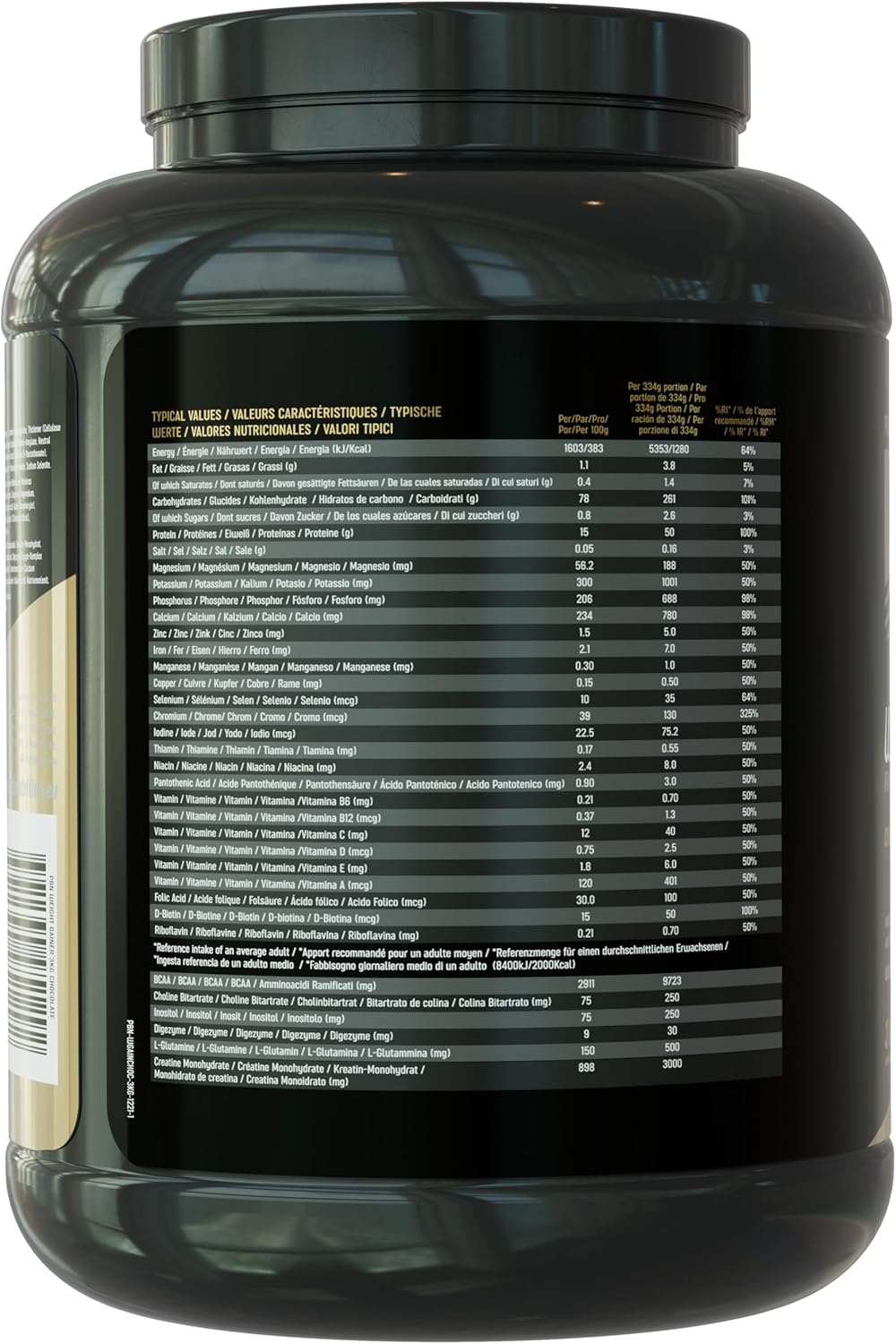 PBN Premium Body Nutrition Bota de vencedor de peso, 3 kg, sabor de bolachas, sabor otimizado