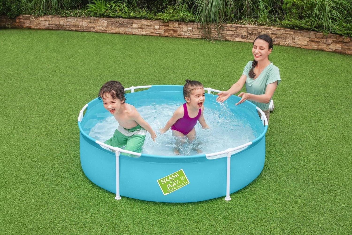 BESTWAY 56283 - Piscina Desmontable Tubular Infantil Mi Primera Piscina 152x38 cm 580 Litros con Válvula de drenaje Marcos Anticorrosión y Parche de Reparación