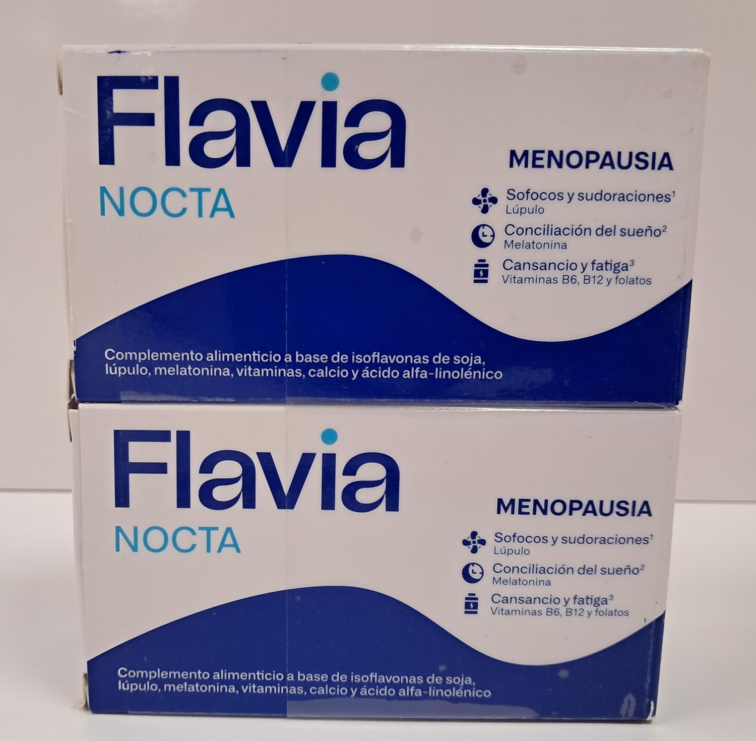 FLAVIA Nocta 2 unidades x 30 comprimidos, alivia os sintomas da menopausa, isoflavonas de soja e melatonina, melhora o sono, bem-estar dos ossos, diminui o cansaço e fadiga, estudos clínicos