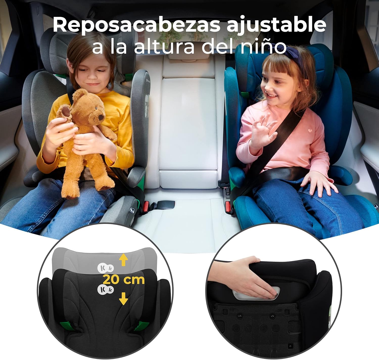kk Kinderkraft JUNIOR FIX Cadeira carro Isofix, I-SIZE, cadeira carro para bebé e crianças, cinto, universal, grupo 2/3, de 15 a 36 kg, preto