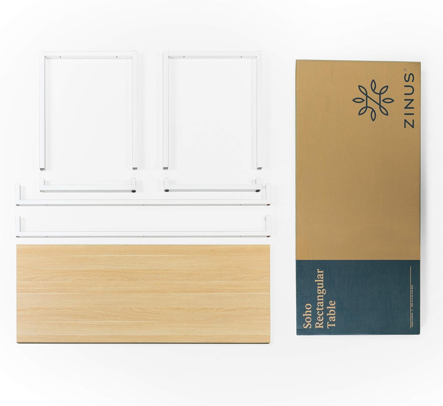 Zinus Jennifer Mesa de escritorio 160x61x74 cm - Mesa de estudio moderna de metal y madera - Mesa de ordenador - Marrón y blanco