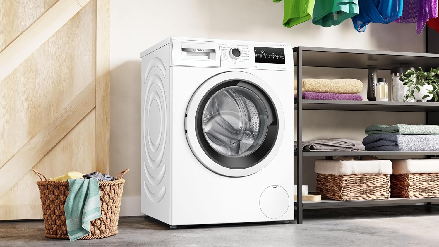 Bosch - Máquina de lavar livre instalação, 8 kg, 1200 RPM, série 4, função pausa carregamento, Iron Assist, Motor EcoSilence, branco, WAN24272ES