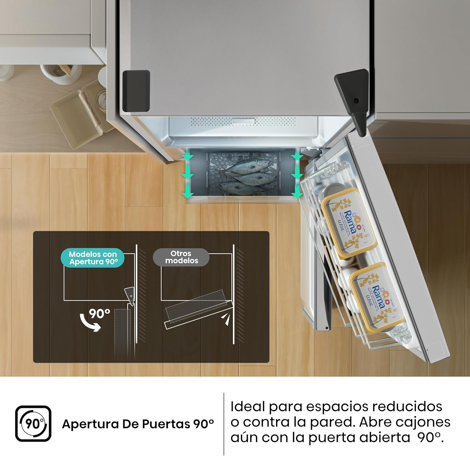 Hisense RB440N4BWE Frigorífico Combinado, classe E eficiente, capacidade de 336 l com 200 cm de altura, super freeze, garrafeiro, porta reversível, silencioso 39dB, cor branca