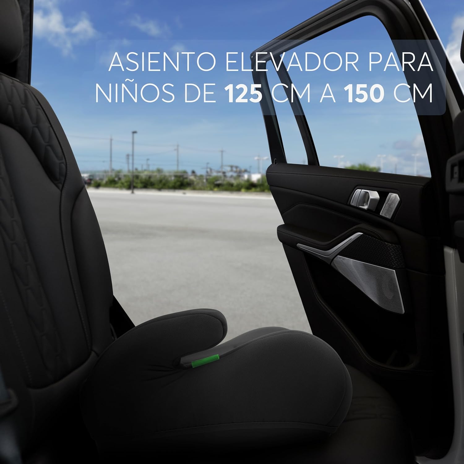 KikkaBoo Alçador de carro infantil i-UP, i-Size, 125-150 cm, cadeira de carro grupo 3, de 7 a 12 anos, de 22 a 36 kg, elevador de carro, fácil instalação com cinto, preto