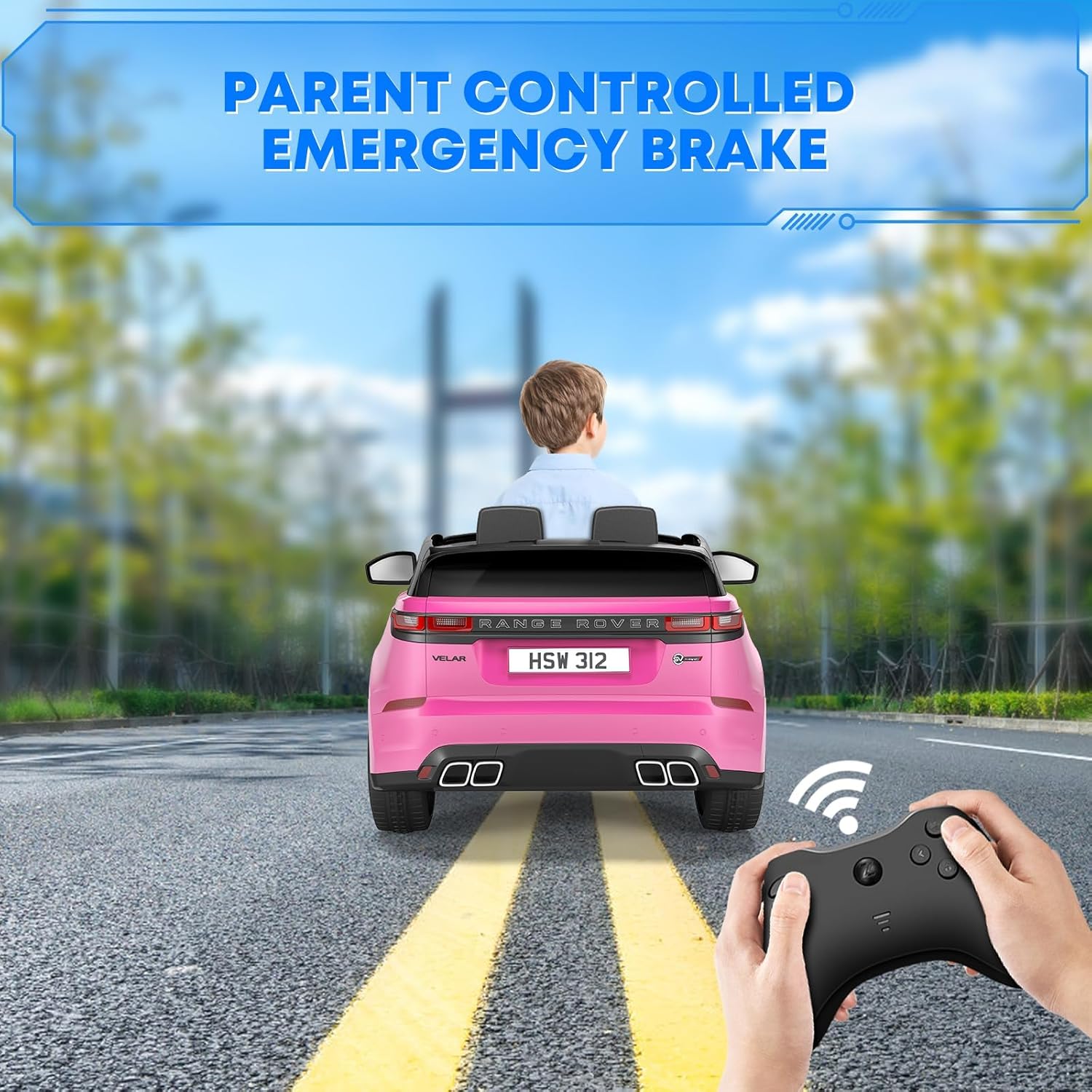 Carro elétrico para crianças, Land Rover com licença, 12 V, com controlo remoto, música, educação precoce, USB, TF, Mp3, carro elétrico para crianças a partir de 3 anos (rosa)