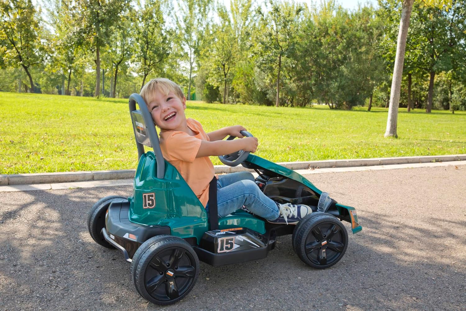 FEBER - GO Kart 12 V, Carro Kart infantil de fórmula 1, verde, estilo desportivo, 2 velocidades e entre 3 e 5 km/h, seguro para meninos e meninas de 3 a 5 anos, famosa (FEN15000)