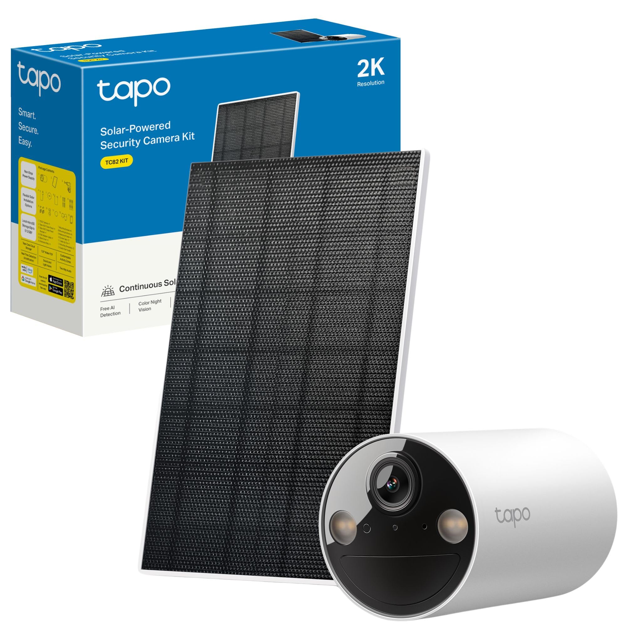 Tapo C120-2K 4MP Câmara de vigilância para interior e exterior, base magnética, focos duplos, suporta cartão SD de até 512 GB, IP66, compatível com Alexa e Google Assistant