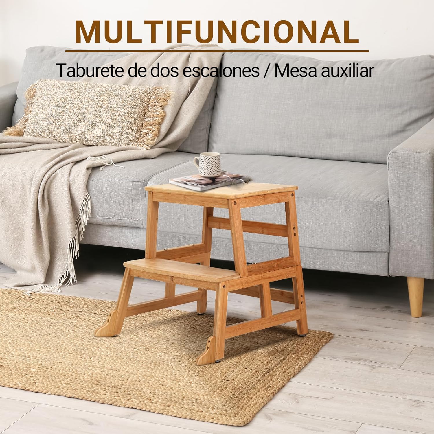 COSYLAND Torre de aprendizagem desde 18 meses - torre de aprendizagem para crianças - proteção anti-virar e barra de segurança - para casa de banho, quarto infantil e cozinha - cor bambu