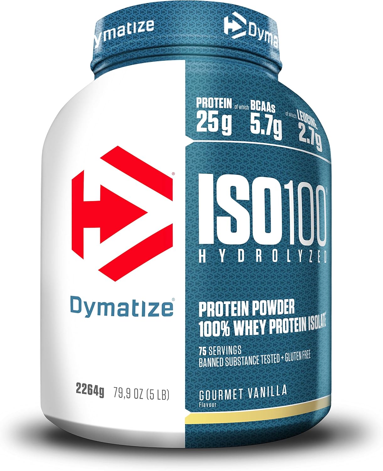 Dymatize ISO 100 Hydrolyzed Gourmet Vanilla 2264 g - Hidrolizado de proteção de soro Whey isolado em pó