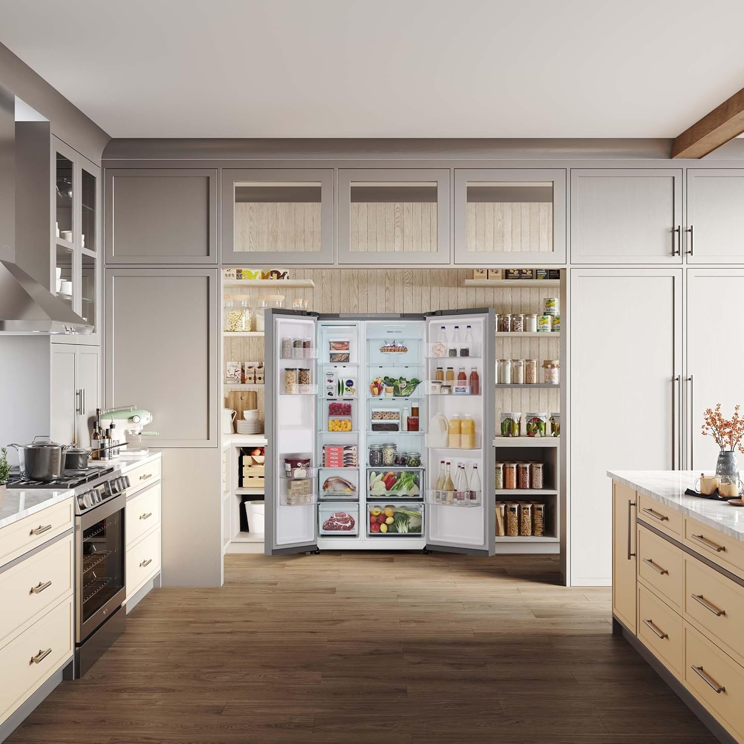 LG GSBC40PYPE Frigorífico Side by Side, série 400, Linear Cooling, multi AirFlow, classificação E, 641 l, Inox anti-impressões