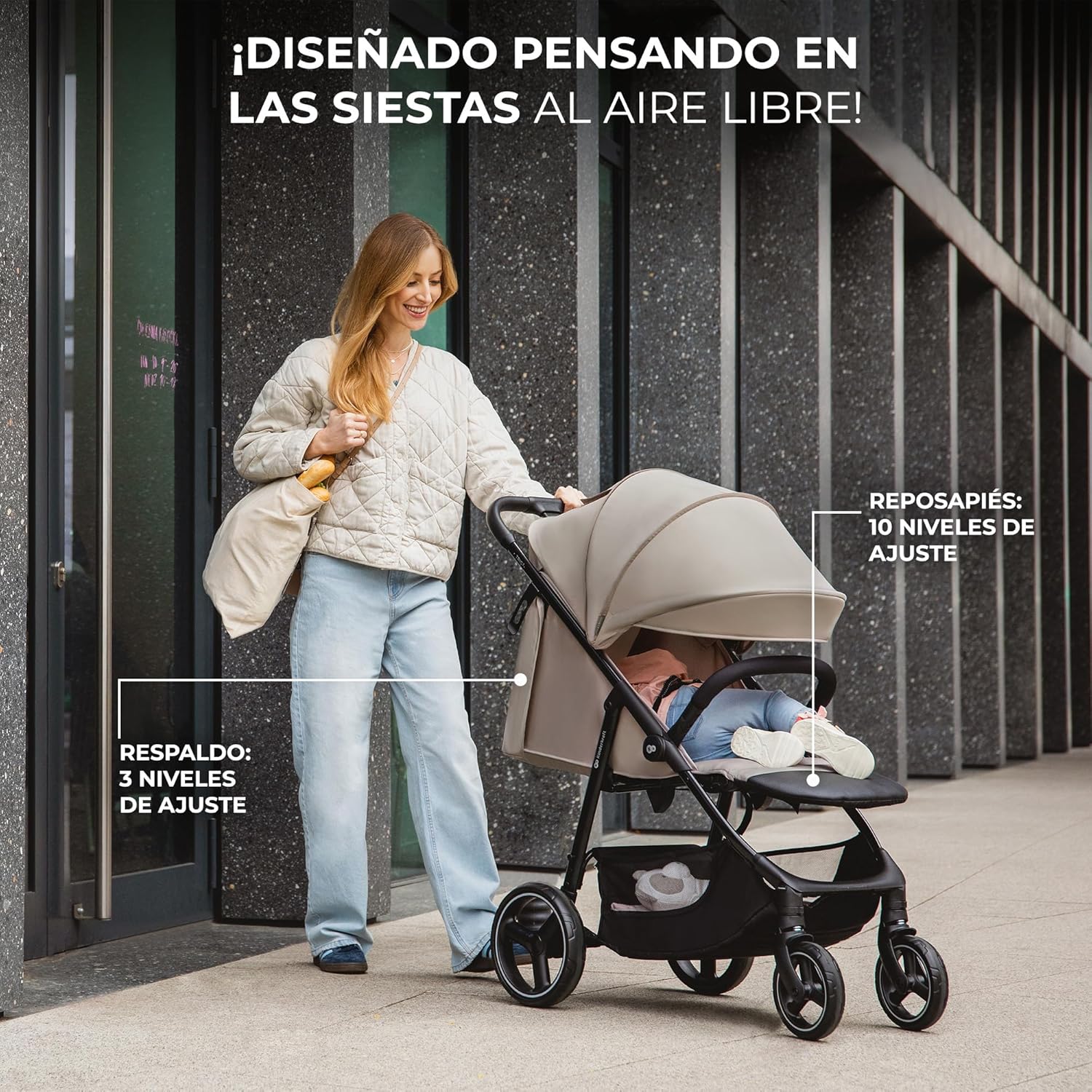 Kinderkraft TRIG 3, cadeira de passeio, leve e gerenciável, suspensão, cinto de 5 pontos, apoio para os pés, ajustável, carga máxima de 25 kg, preto